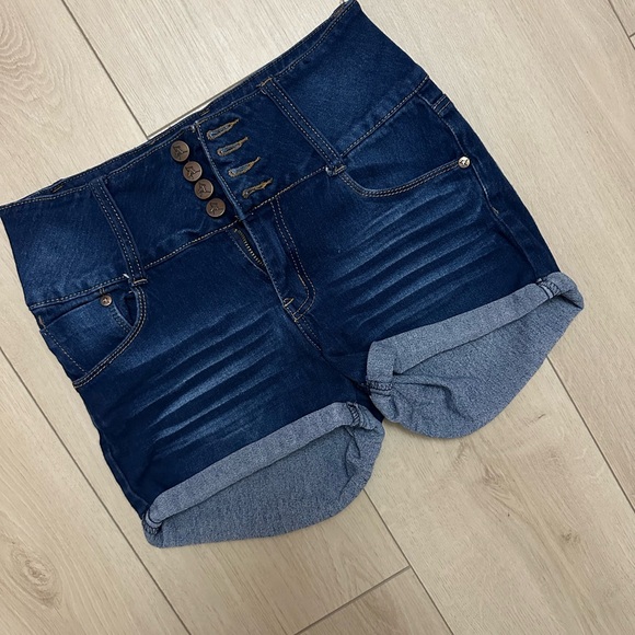 Always Friday Dark Blue Jean Shorts - Size Juniors 5 - Picture 4 of 5